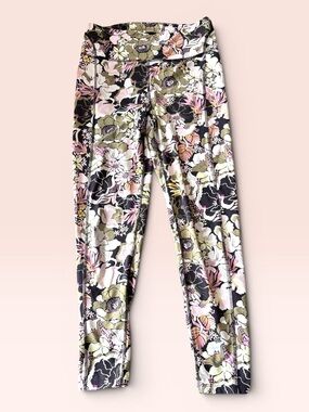 Free People FP Movement Floral Print Leggings Pink Green Medium